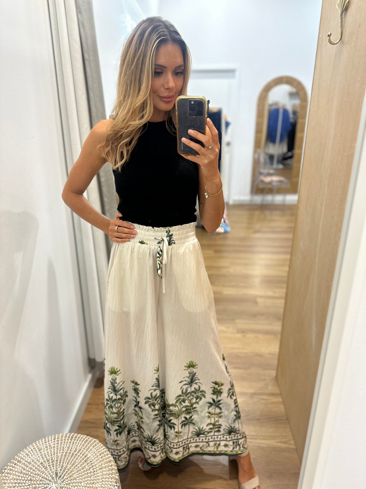 Palm print Wide Leg Pants